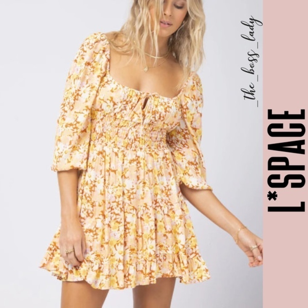 LSPACE floral dress mini spring summer babydoll - Picture 6 of 11